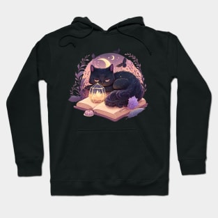 Black Cat Witchy Spooky Halloween Magic Aesthetic Hoodie